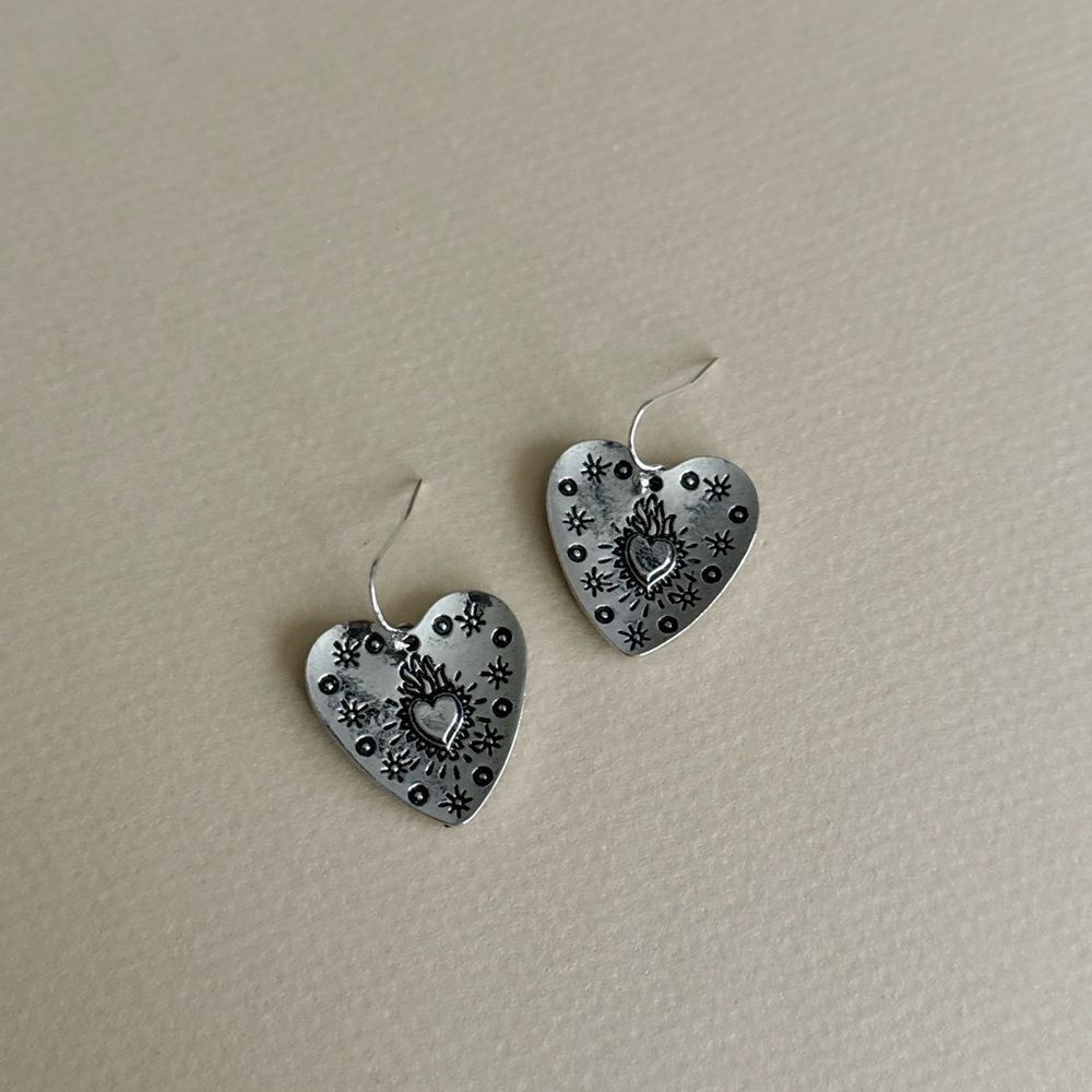 Boho heart earrings N1864 - Picture 2 of 3
